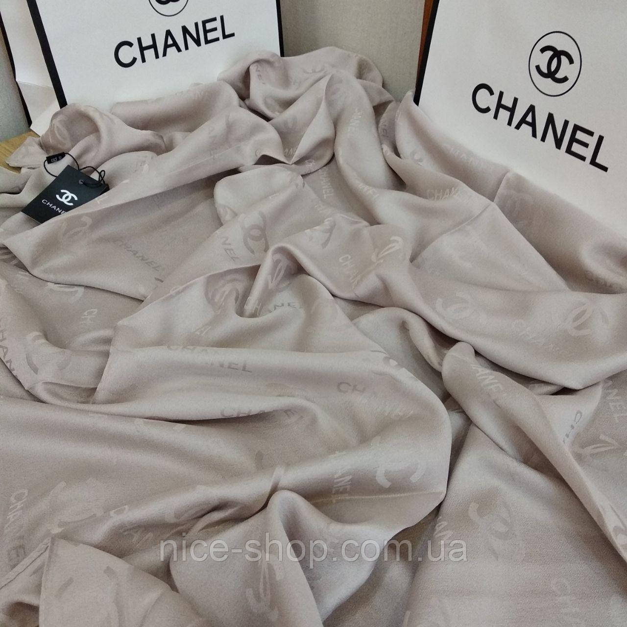 Хустка шовкова C.H.A.N.E.L, беж пастельний