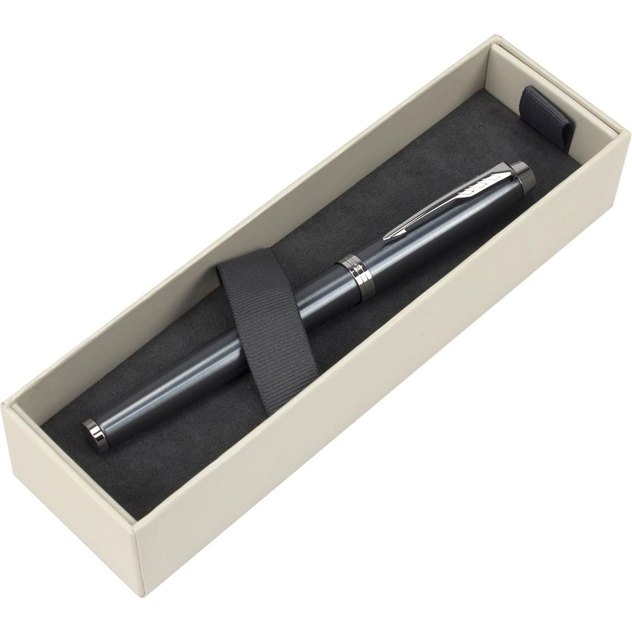 Ручка чорна "Parker IM" 22511 Light Blue Grey хром (368-10)