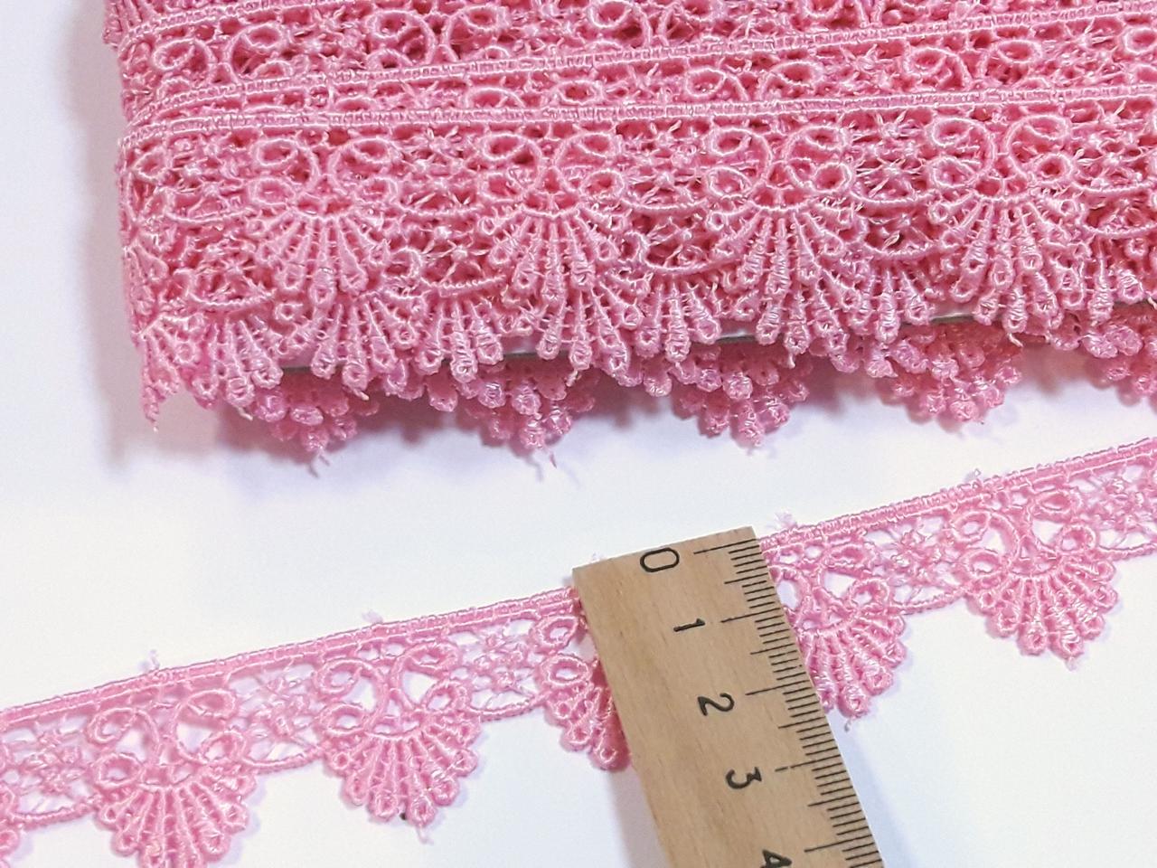 Мереживо кружево макраме 2,5см. Рожеве світле. Пакістан. Ціна за 1 метр