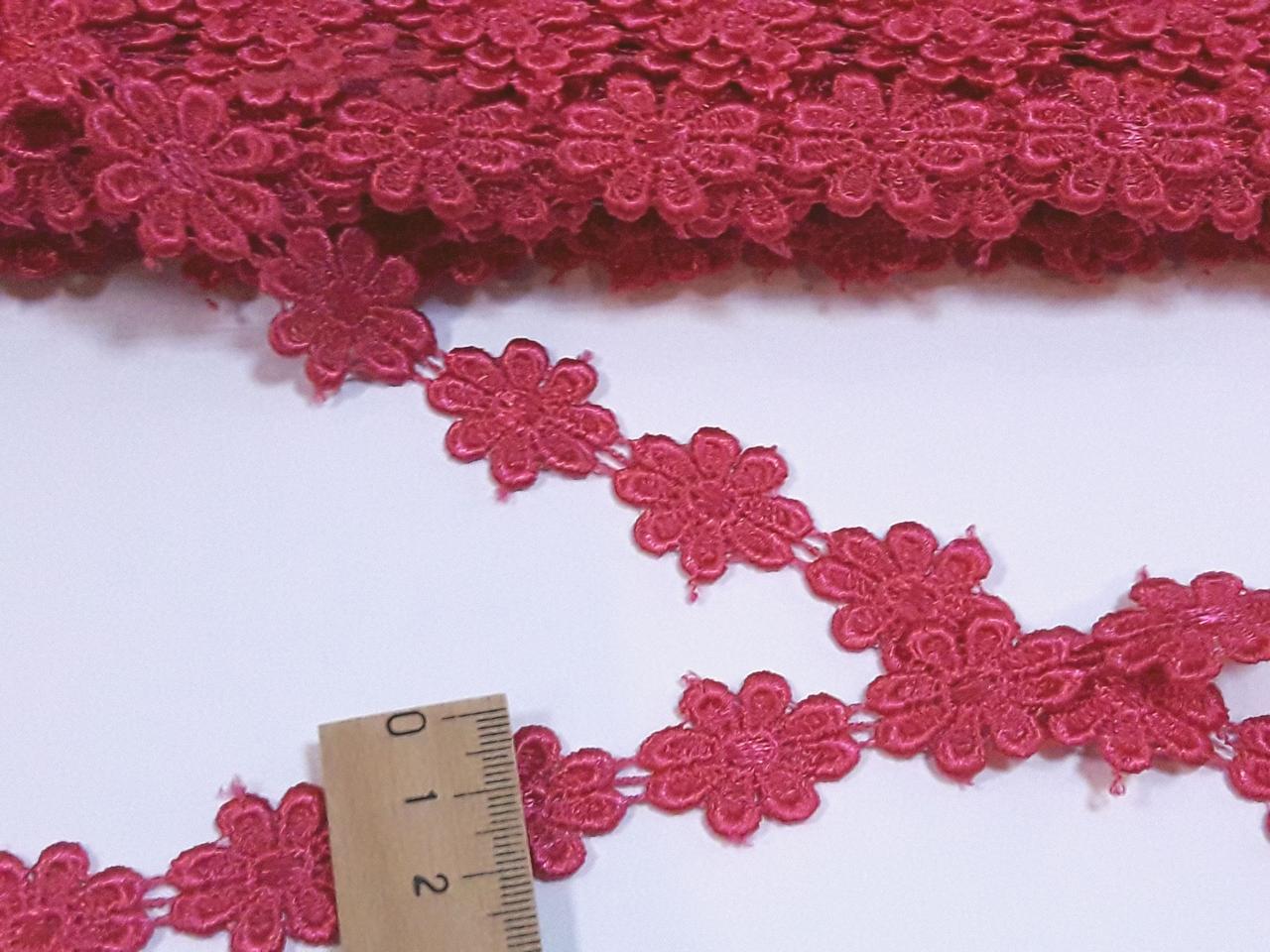 Мереживо кружево макраме Ромашка 2,5 см. Світло-малинове Таїланд. Ціна за 1 метр