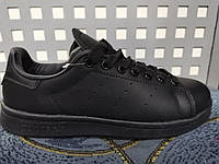 Женские кроссовки Adidas Stan Smith кожаные черные ()