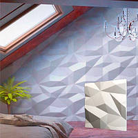 Декоративная 3д панель из гипса "Кристалы" для отделочных работ и для декорирования стен 50x50см