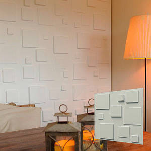 Гіпсова стінова 3д-панель "ПЛИТКА" для внутрішніх опоряджувальних робіт і стін 50x50