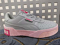 Женские кроссовки Puma Cali кожаные серые р. 40