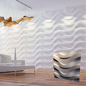 Гіпсова 3д панель у спальню "ПОТОК" для опоряджувальних робіт на стінах 50x50