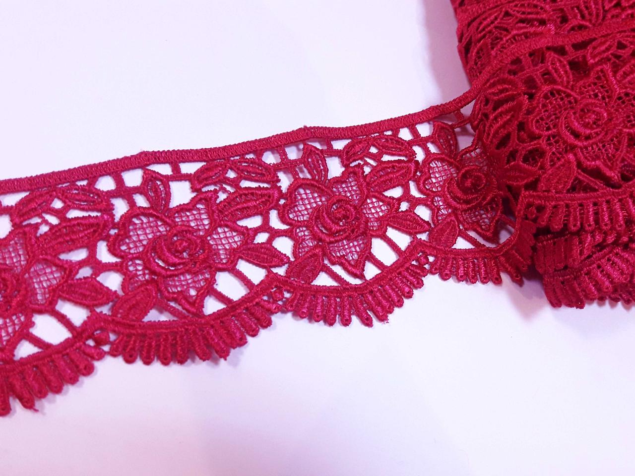 Мереживо кружево макраме 6 см. Малиновий. Таїланд. Ціна за 1 метр