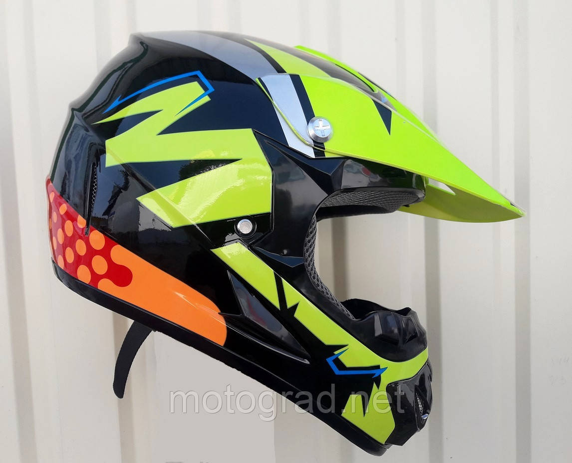 Кросовий мото шолом М-Black + рукавички та маска в подарунок, фото 1