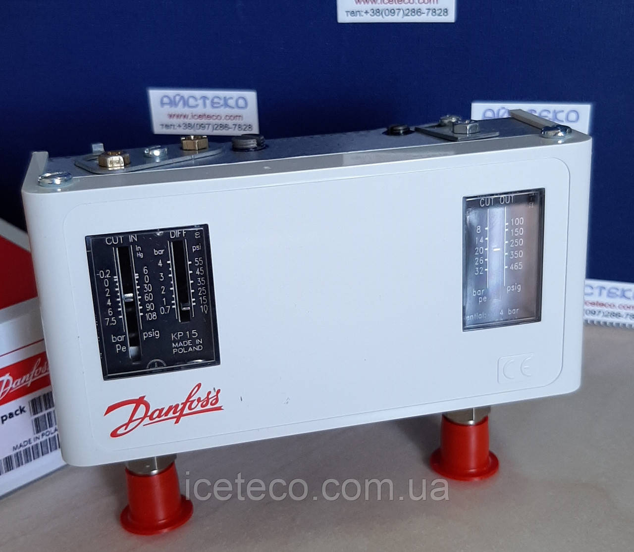 Двоблокове реле тиску (автом./ ручний) KP 15 (060-126466) Danfoss, фото 1
