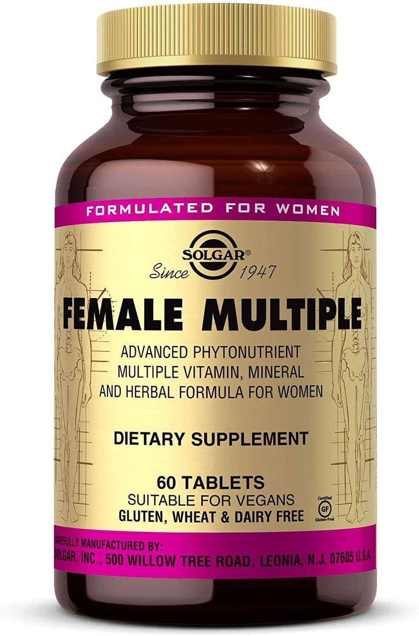 Solgar Female Multiple мультивітаміни та мінерали для жінок, 60 таблеток. Зроблено в США.