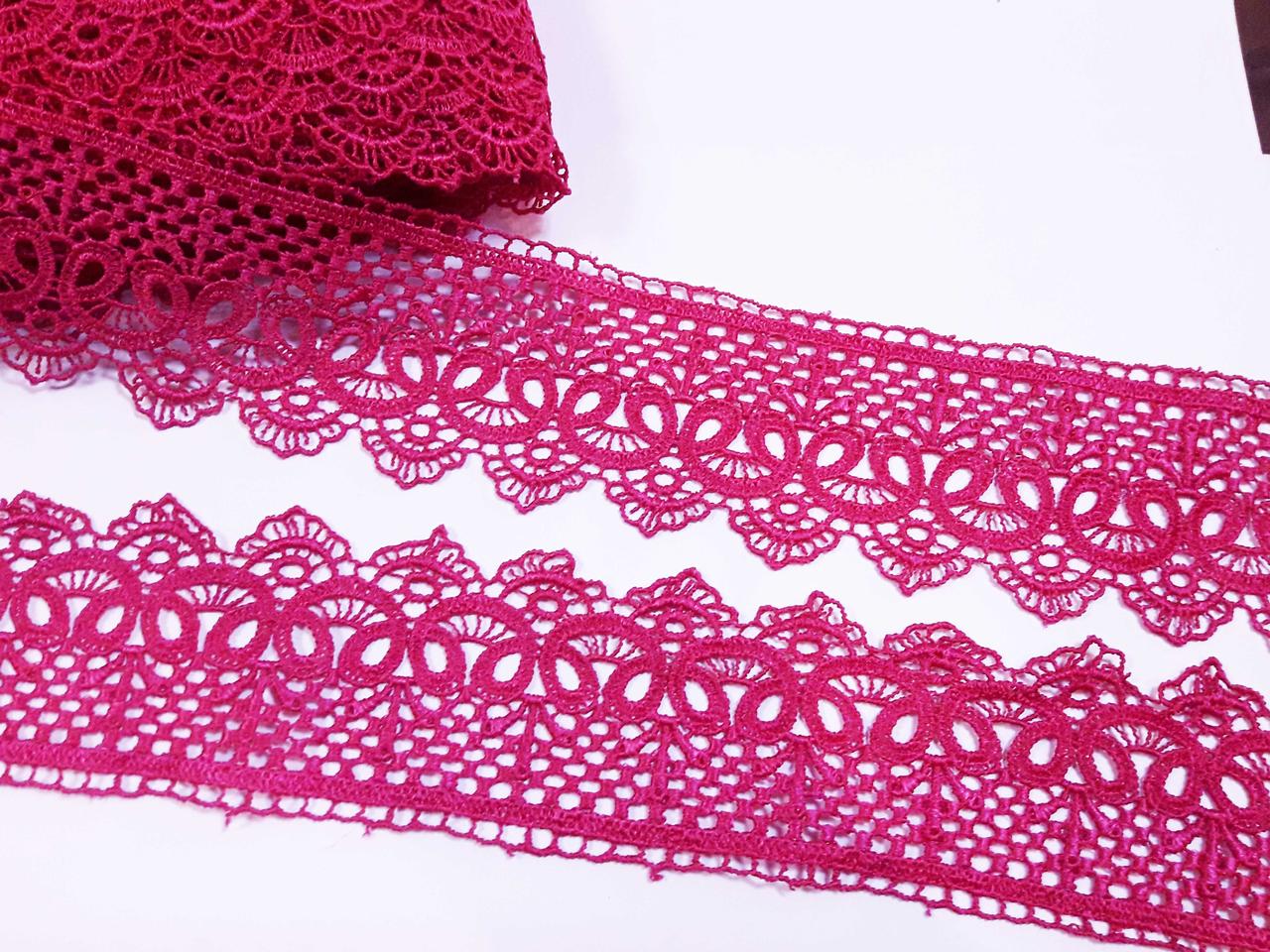 Мереживо кружево макраме 5.5 см. Малиновий. Пакістан. Ціна за 1 метр
