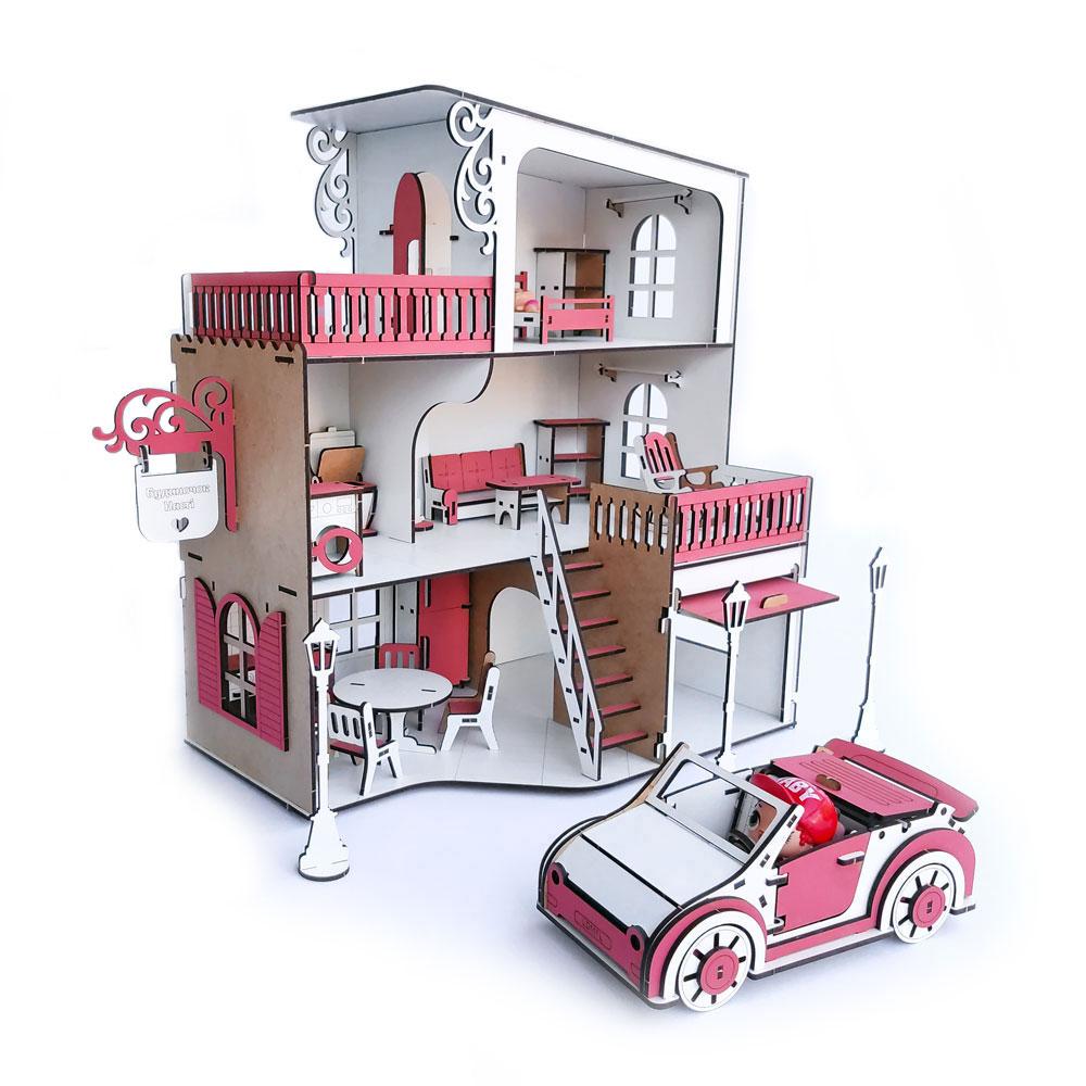 Ляльковий Будиночок DaBo Home для LOL з ім'ям дитини гаражом меблями та кабріолетом.