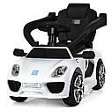 Дитячий електромобіль каталка-толокар M 3592 L-1, Porshe, шкіряне сидіння, білий, фото 3