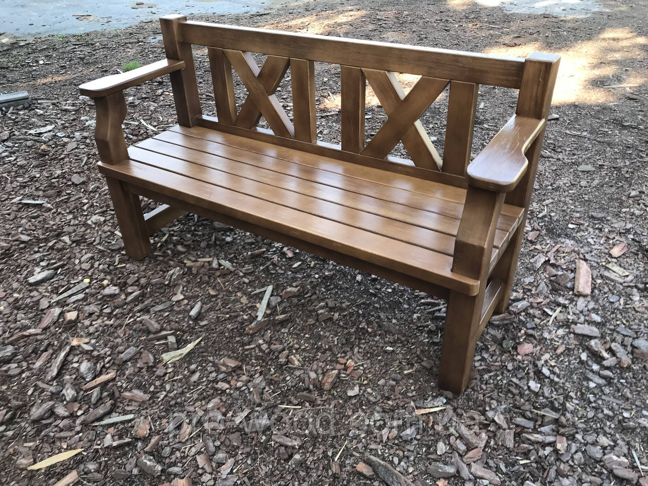 Лава зі спинкою з натурального дерева скандинавський стиль, фото 1