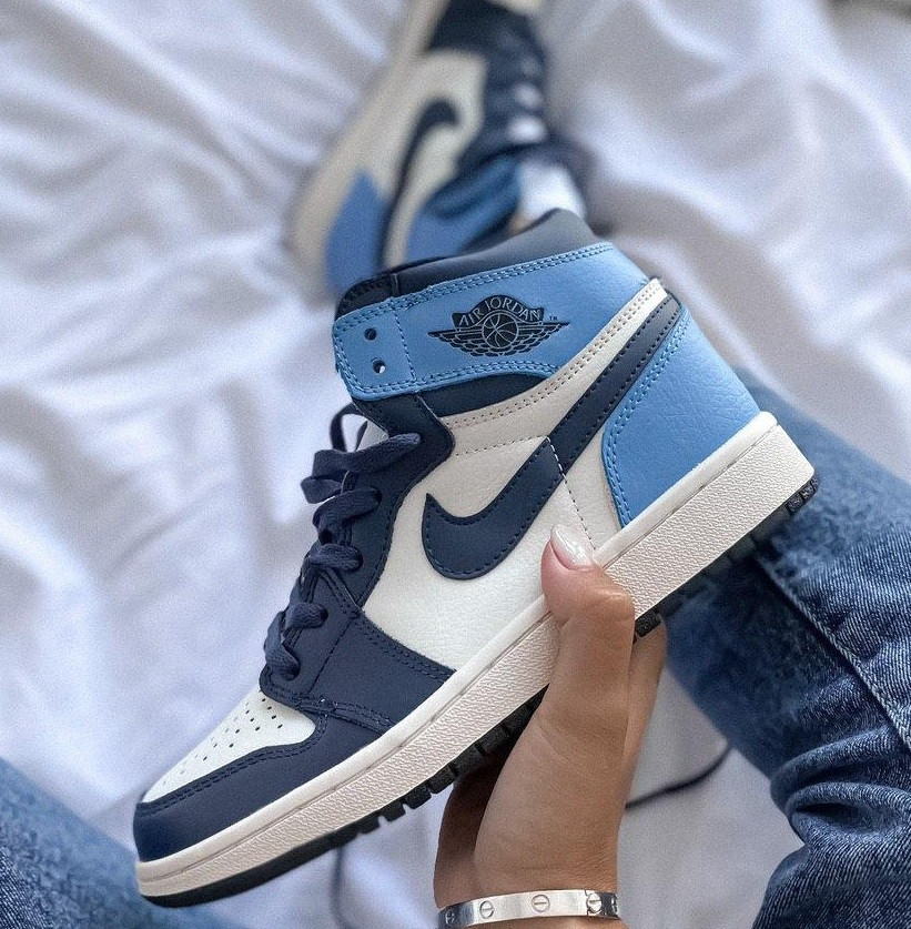 Жіночі кросівки Nike Air Jordan 1 Retro High Blue сині осінь-весна повсякденні. Живе фото. топ, фото 1