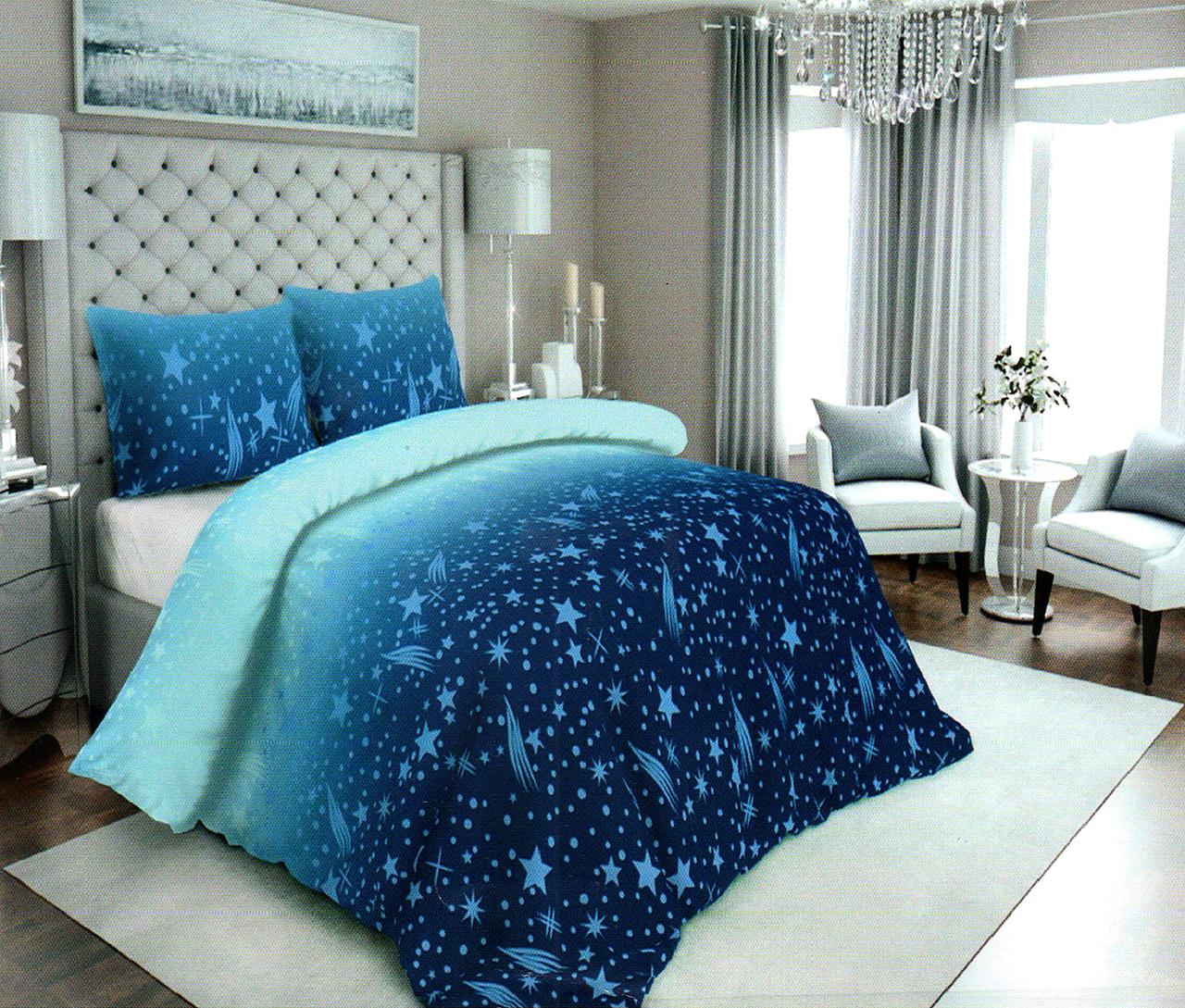 Набір постільної білизни Бязь Голд Люкс №бл462 Двуспальний розмір 200х220sм., фото 1