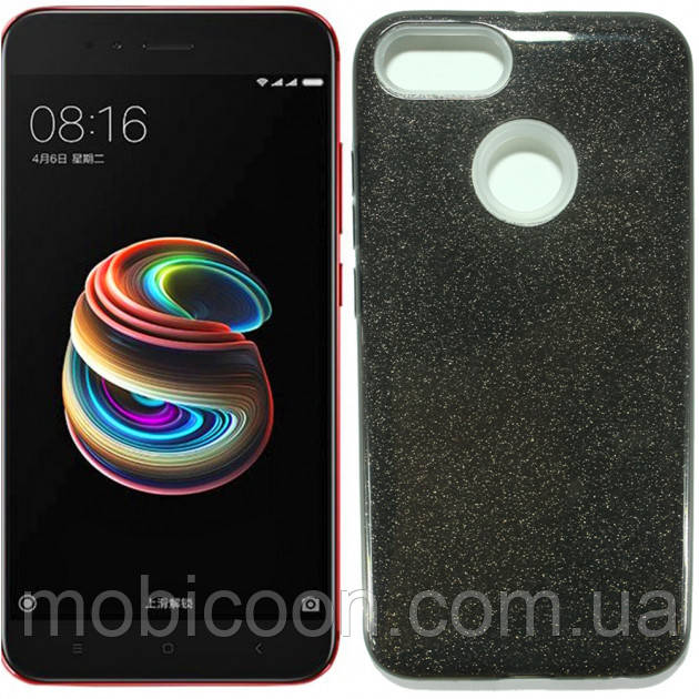Чохол силіконовий з блискітками для Xiaomi Mi A1 / Mi 5X black (сяомі ксіоми мі а1 / мі 5 ікс)