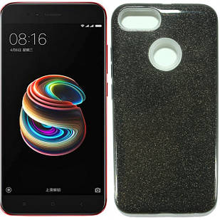 Чохол силіконовий з блискітками для Xiaomi Mi A1 / Mi 5X black (сяомі ксіоми мі а1 / мі 5 ікс)