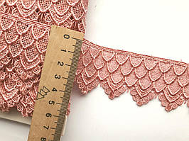 Мереживо мереживо макраме 4 см. Бежево-рожеве. Пакістан. Ціна за 1 метр