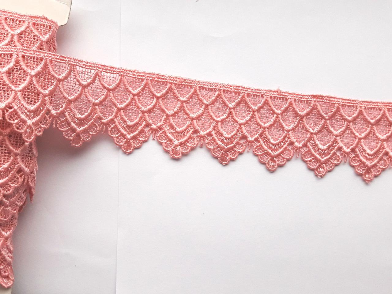 Мереживо мереживо макраме 4 см. Ріжево-персикове. Пакістан. Ціна за 1 метр