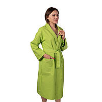 Вафельный халат Luxyart Кимоно размер (50-52) L 100% хлопок оливковый (LS-154)