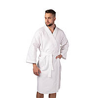 Вафельный халат Luxyart Кимоно размер (50-52) L 100% хлопок белый (LS-0401)