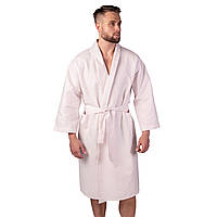 Вафельный халат Luxyart Кимоно размер (50-52) L 100% хлопок розовый (LS-1402)