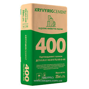 Цемент KRYVYIRIGCEMENT ПЦ II/Б-Ш-400 (р. Кривий Ріг), 25 кг