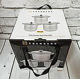Набір великих каструль із неіржавкої сталі 9.0/11.2/13.5 л Edenberg EB-522 Набір каструль із товстим дном, фото 9