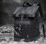 Рюкзак роллтоп Bange BG-G66 відділення для ноутбука планшета вологозахищений чорний 30 л, фото 4