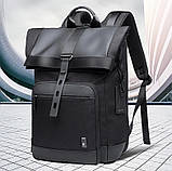 Рюкзак роллтоп Bange BG-G66 відділення для ноутбука планшета вологозахищений чорний 30 л, фото 7