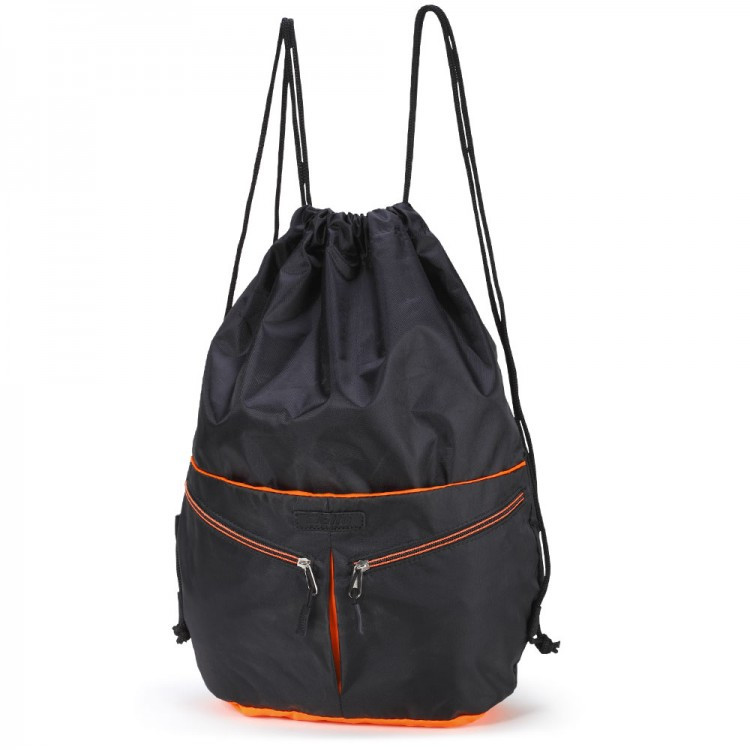 Рюкзак для взуття на шнурках з кишенями чорний Dolly 838