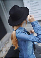 Шляпа женская фетровая Федора с устойчивыми полями черная