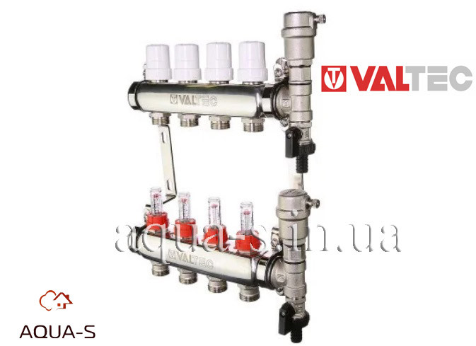 Колектор в зборі Valtec DN 1"x3/4"EK (9 виходів) нержавіюча сталь (VTc.589.EMNX) Італія