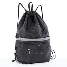 Рюкзак сумка на шнурках для взуття з кишенями чорний Dolly 844