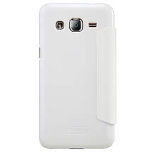 Кожаный чехол Nillkin Sparkle для Samsung Galaxy J2 Duos J200 белый, фото 4