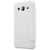 Кожаный чехол Nillkin Sparkle для Samsung Galaxy J2 Duos J200 белый, фото 5