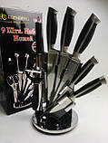 Набір кухонних ножів на крутій підставці 9 об'єктів Edenberg EB-3611 Набір ножів з нержавіючої сталі, фото 7