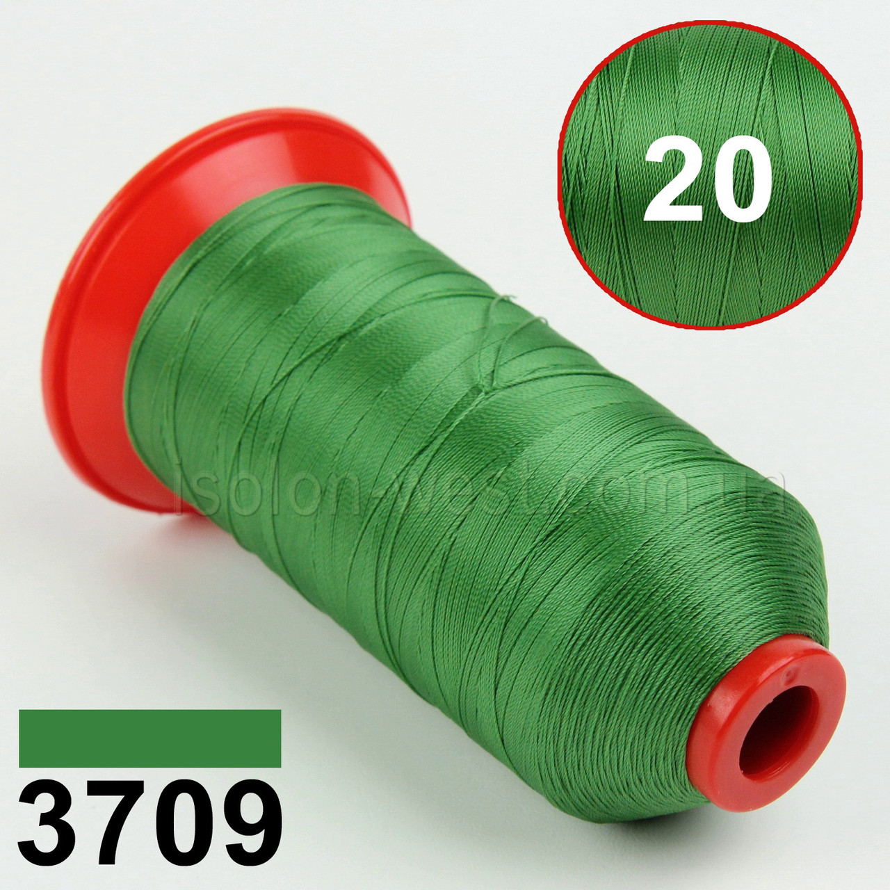 Нитка POLYART(ПОЛИАРТ) N20 колір 3709 світло-зелений, для пошиття чохлів на автомобільні сидіння і кермо, 1500м
