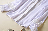 Біла блузка сорочка з довгим рукавом та мереживом 44 розмір, фото 3