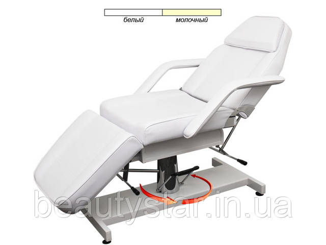 Кушетка для нарощування вій косметологічна гідравлічна крісло-кушетка в кремовому кольорі