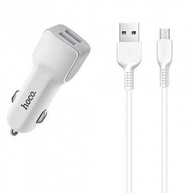 АЗУ Hoco Z23 2.4 A/2*USB ! кабель micro USB White