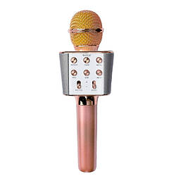 Мікрофон караоке для дітей бездротовий USB Bluetooth Іграшка мікрофон з колонкою Wster WS-1688 Рожевий Rose