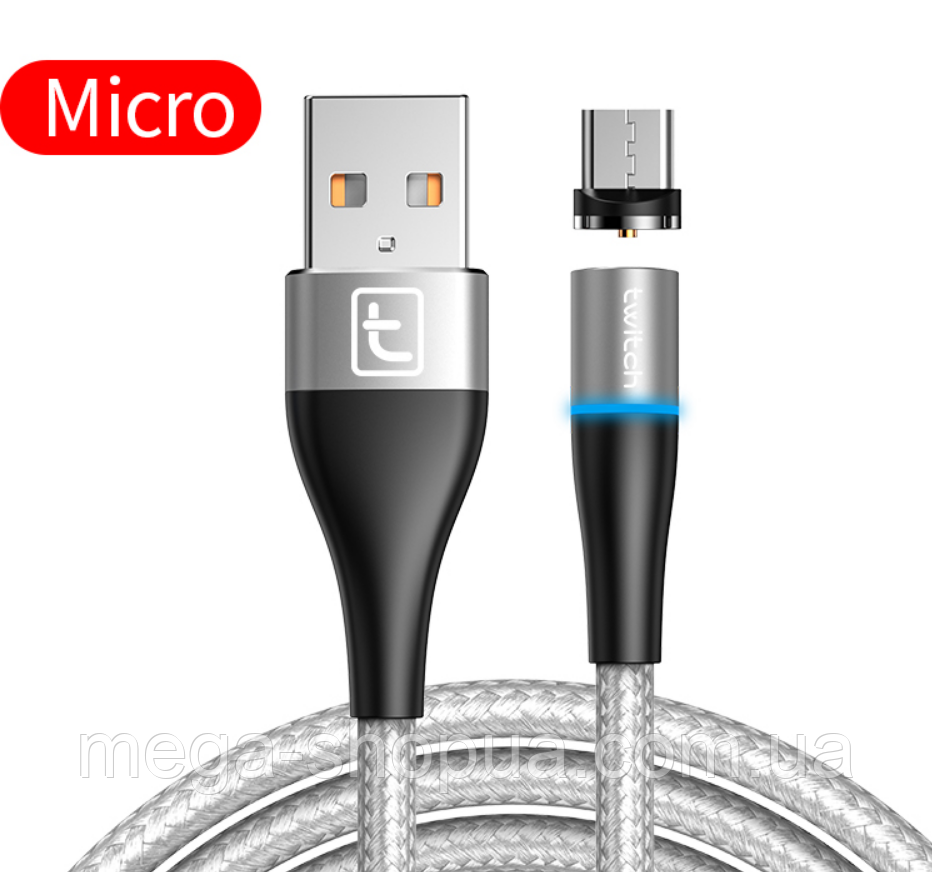 Магнітний кабель для заряджання USB - Micro USB / мікро ЮСБ шнур зарядний провід для телефону смартфона WQ3S, фото 1