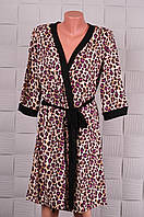 Леопардовый женский халат на запах (Вискоза)