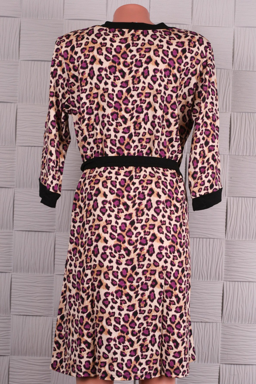 Леопардовый женский халат на запах (Вискоза) - фото 2 - id-p270063336