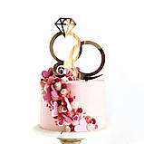 Топер фігурка на торт дзеркальний двосторонній Manific Decor "Весільні обручки" на весілля, фото 3