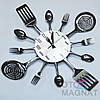 Настінний годинник на кухню Ложки-Виделки "Fork" - Вражаюча прикраса для кафе та кухні (Метал, 40 х 40 см), фото 2