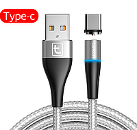 Магнитный кабель для зарядки телефона, смартфона Twitch USB - Type-C 1 метр CD22134 Серебристый
