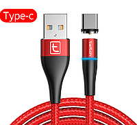 Магнитный кабель для зарядки телефона, смартфона Twitch USB - Type-C 1 метр CD22134 Красный