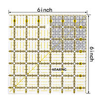 Линейка для пэчворка и квилтинга, 6 х 6 дюймов (акрил 3мм) KEARING (6089)